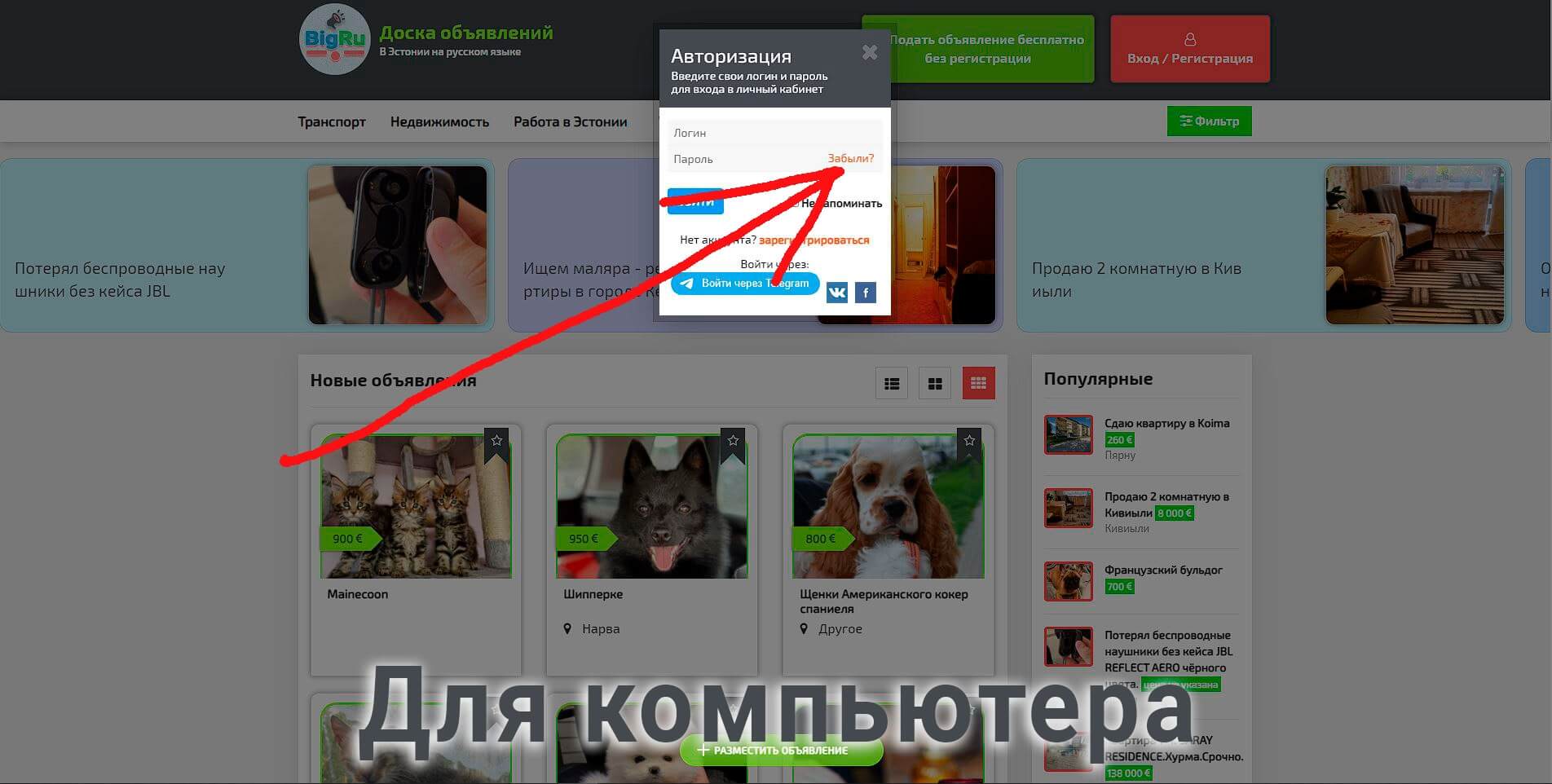 Для компьютера ссылка ЗАБЫЛИ?