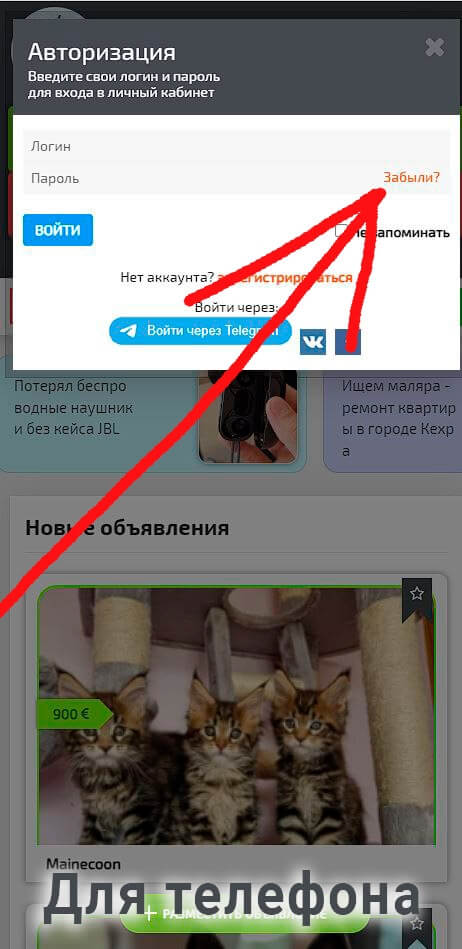 Для телефона ссылка ЗАБЫЛИ?