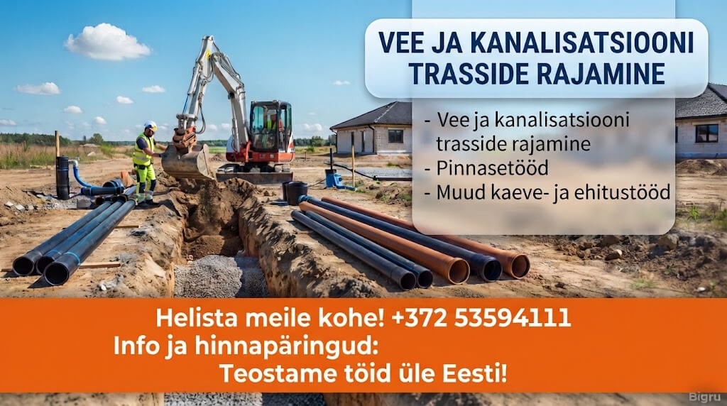 vee ja kanalisatsiooni trasside rajamine