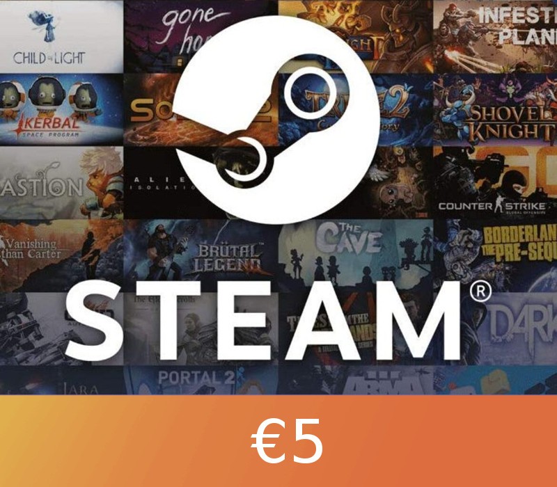 Подарочная карта Steam 5 евро, глобальный код активации