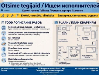 Ищем исполнителей по ремонту квартир в городе Таллинне